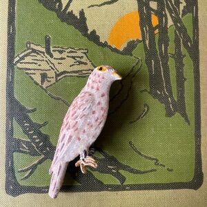 Vintage Bird Brooch Marked Made in Korea Natural Colors 2” Excellent Condition!